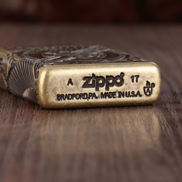 原装正品zippo古铜盔甲360度深雕朋克骷髅29268